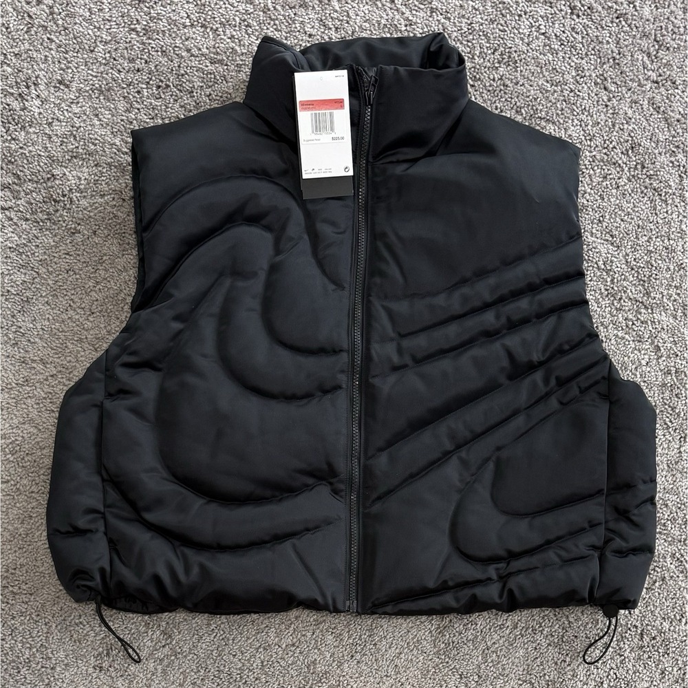 Nike Down Gilet Vest Swoosh Series Oversized Black HV5245-010 Womens Size L NEW